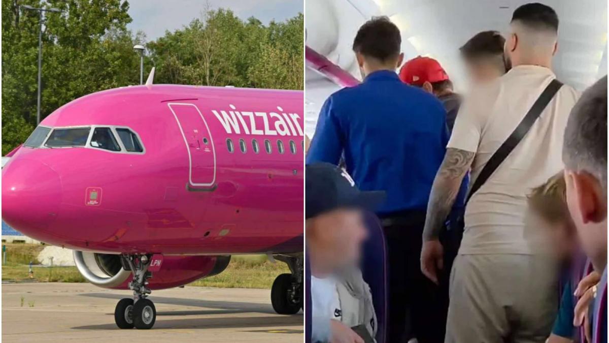 Imagini cu barbatul agresiv retinut pe Wizz Air