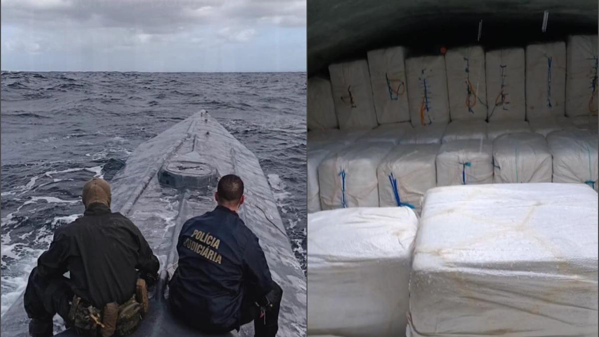 Aspectul unui narco submarin incarcat cu 9 tone de cocaina Acesta a fost interceptat in apropierea Europei inainte de a